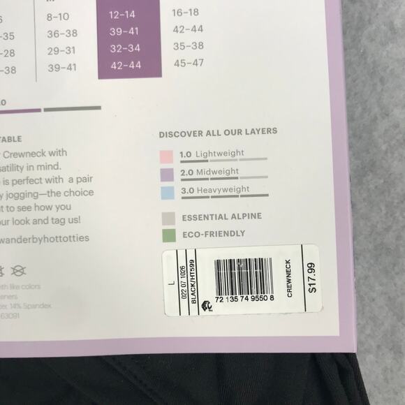 Wander Hot Totties Thermal Top Large Midweight Base Layers Noemi Soft Snow Ski - Picture 6 of 6